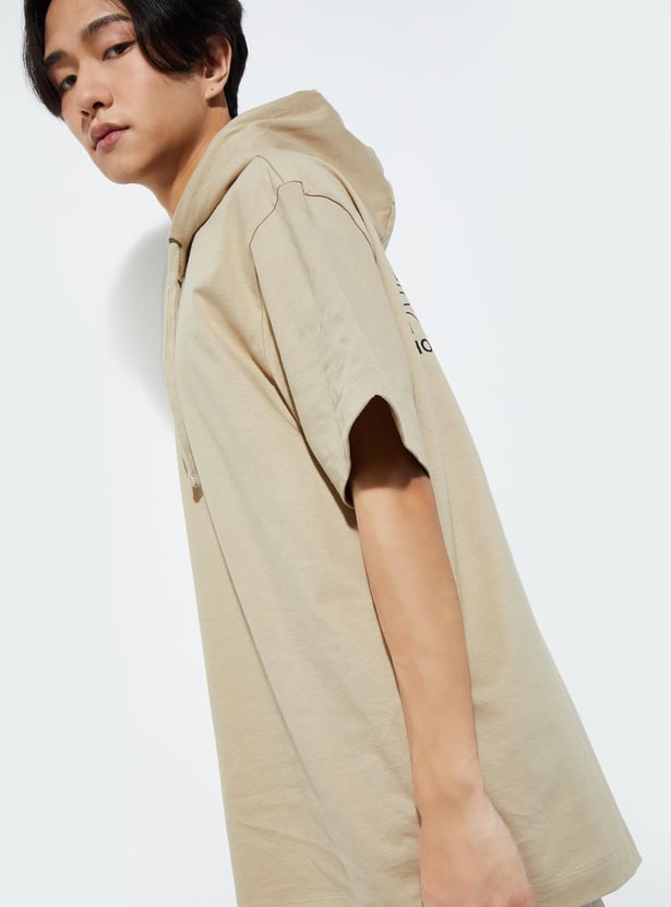 URB_N Men Oversized Printed Hooded T-shirt