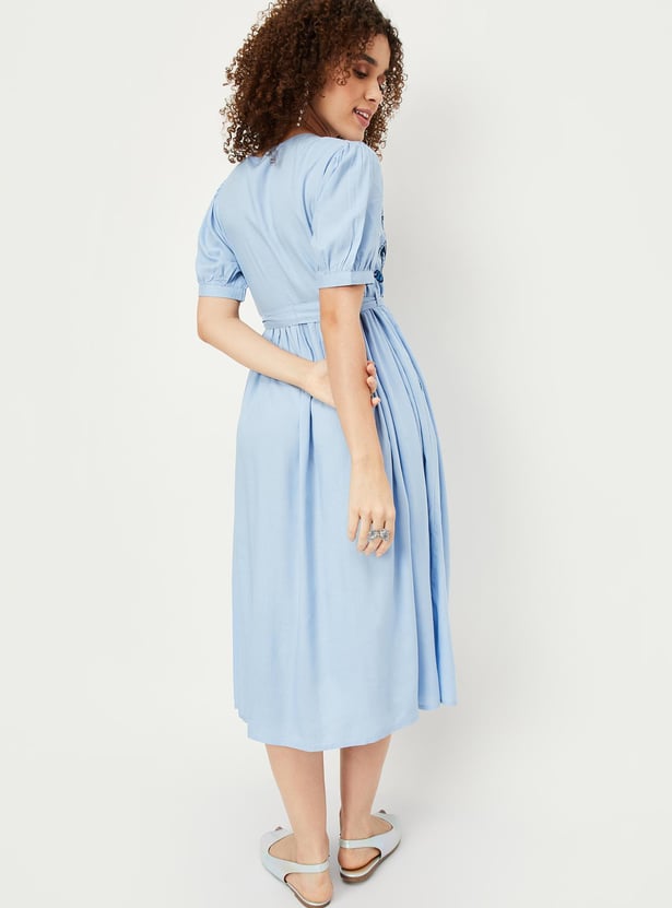 Women Embroidered Midi Boho Dress