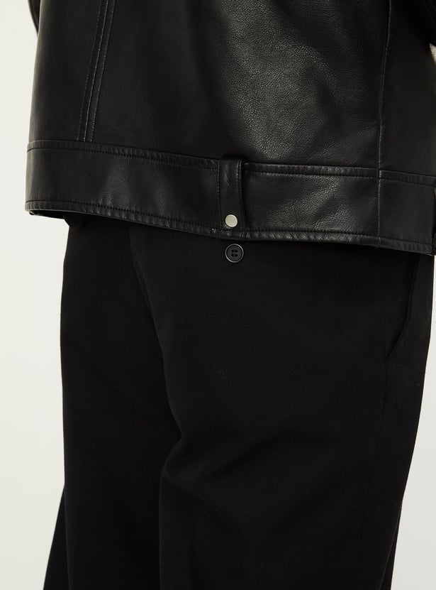 Men Faux Leather Biker Jacket