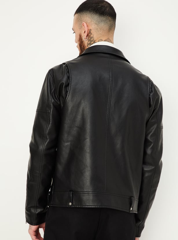 Men Faux Leather Biker Jacket