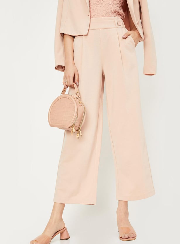 European Satin Regular Fit Flared Trouser