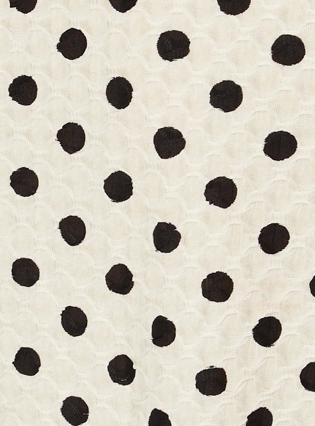 Women Polka Dot Tie-Up Neck Top