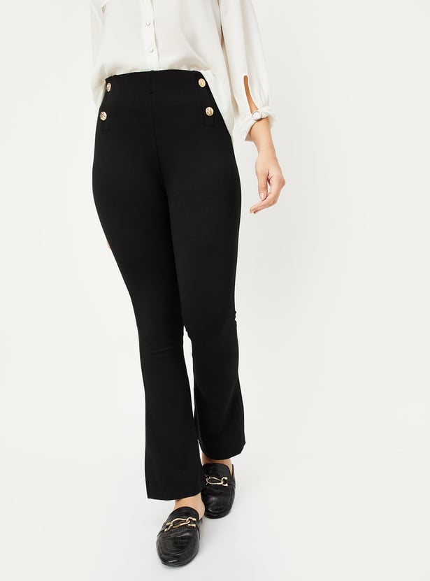 Women Solid Flared Trousers