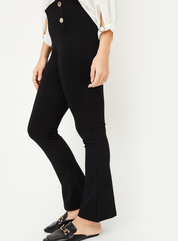 Women Solid Flared Trousers