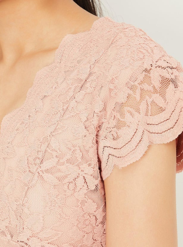 Buy Women V-Neck Lace Top Online at just Rs. 999.0 - 1000013253572