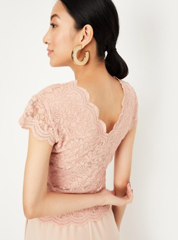 Buy Women V-Neck Lace Top Online at just Rs. 999.0 - 1000013253572