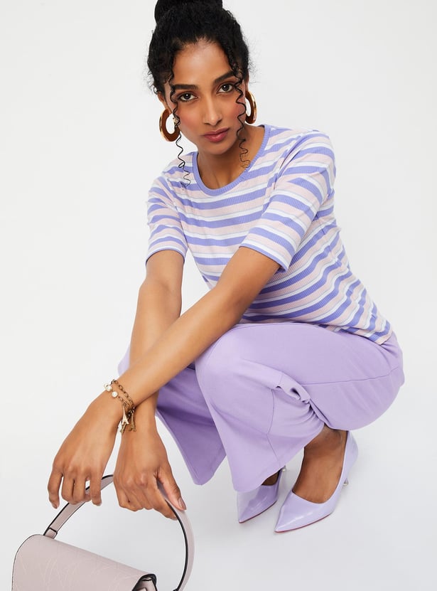Women Striped Knit T-shirt