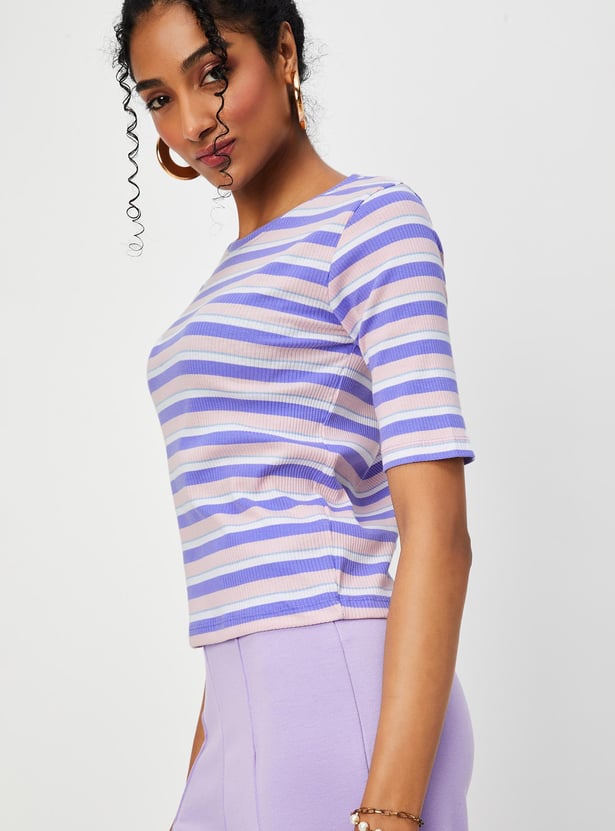 Women Striped Knit T-shirt