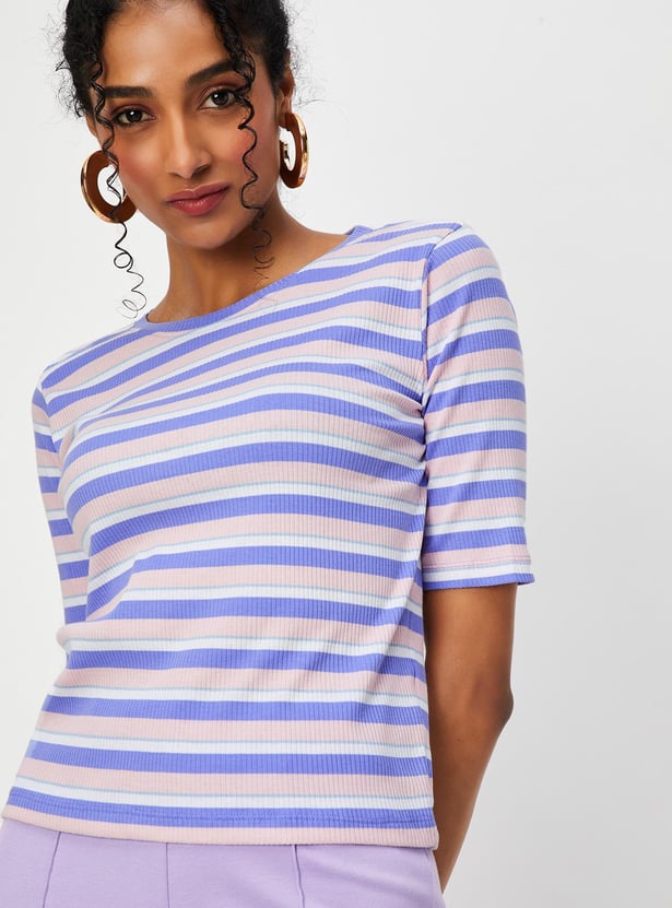 Women Striped Knit T-shirt