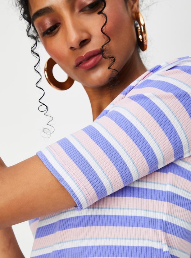 Women Striped Knit T-shirt