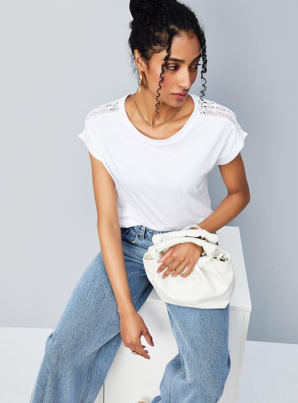 Women Lace Panelled T-shirt