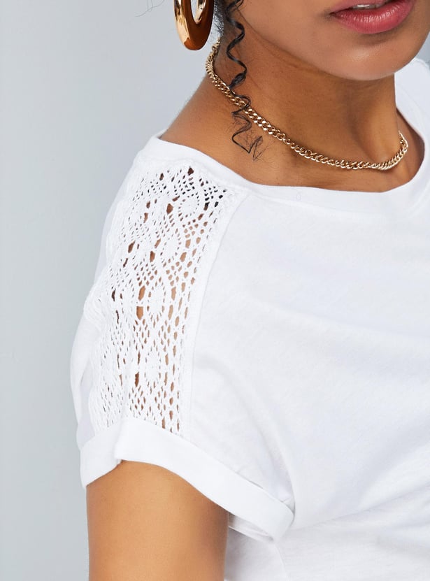 Women Lace Panelled T-shirt