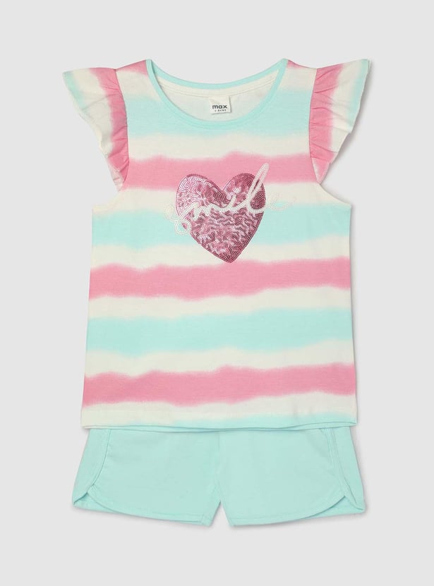 Girls Sequinned Sleepwear Shorts Set