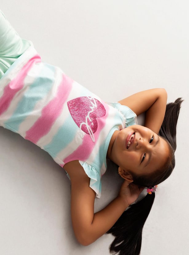 Girls Sequinned Sleepwear Shorts Set