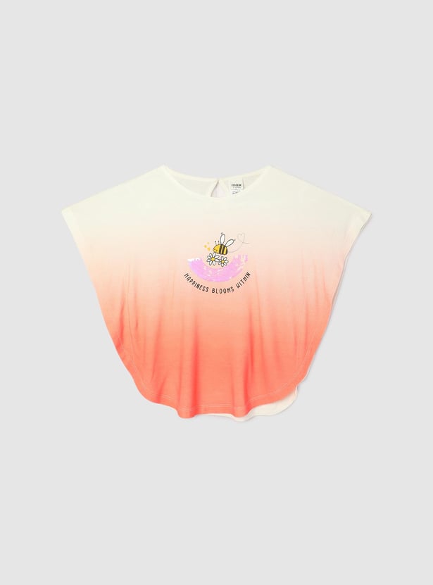 Girls Printed Knitted Poncho Top