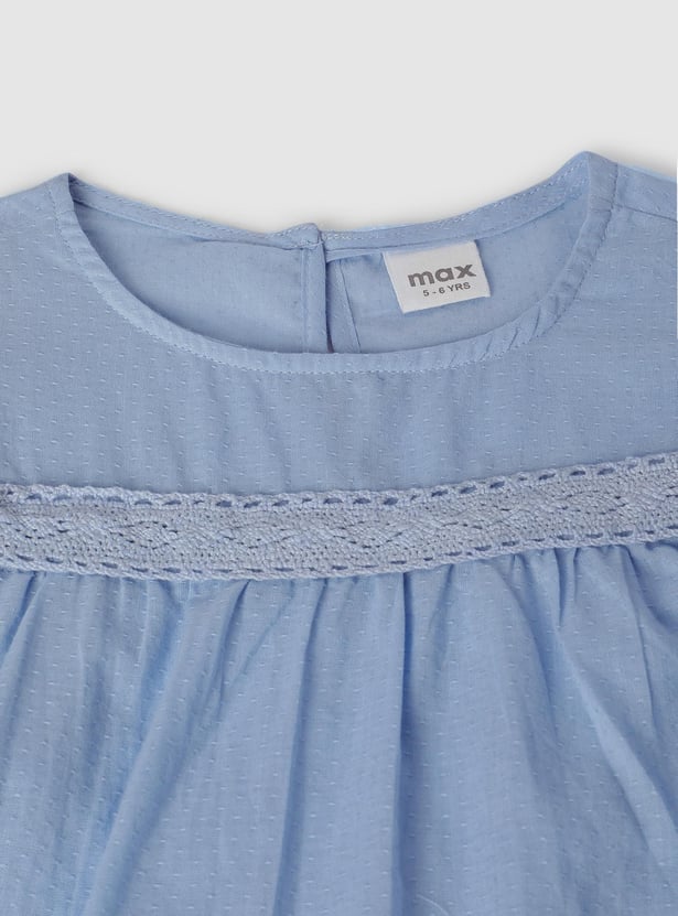 Girls Solid Flutter Sleeves Top