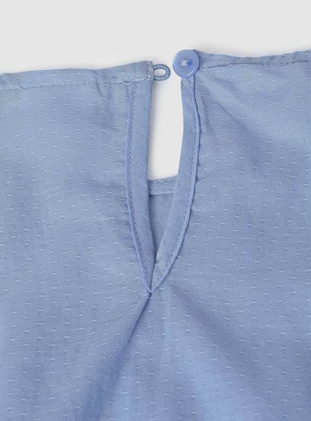Girls Solid Flutter Sleeves Top