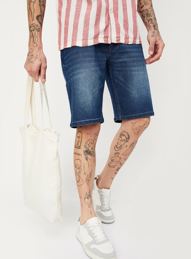 Men Stonewashed Regular Fit Shorts