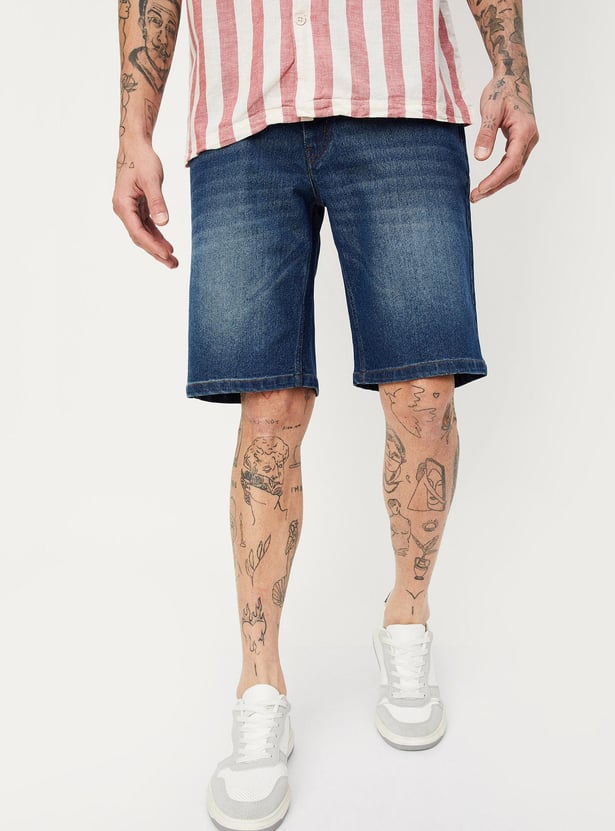 Men Stonewashed Regular Fit Shorts