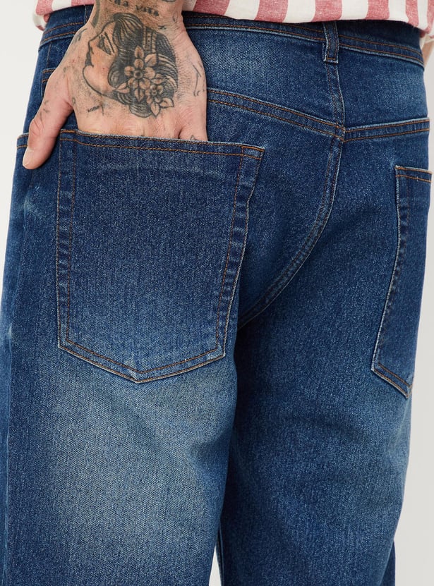 Men Stonewashed Regular Fit Shorts