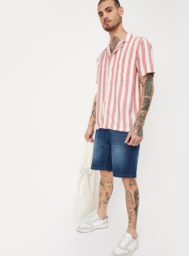 Men Stonewashed Regular Fit Shorts