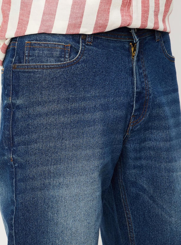 Men Stonewashed Regular Fit Shorts