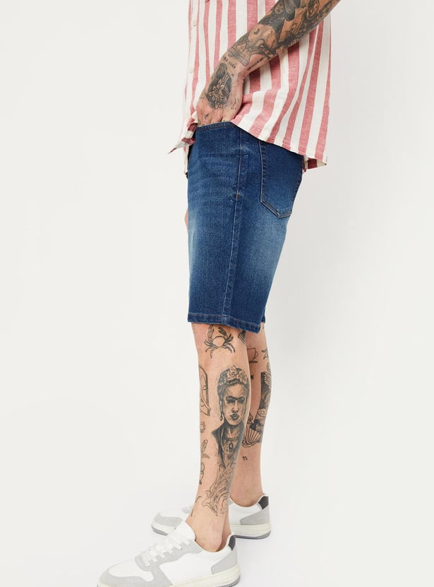 Men Stonewashed Regular Fit Shorts