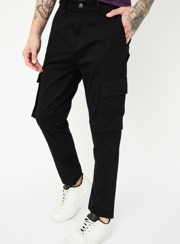 Men Carrot Fit Cargo Trousers