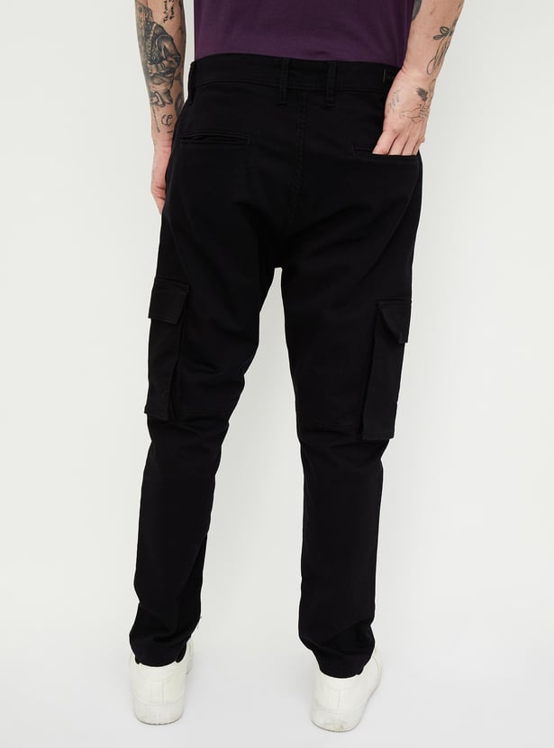 Men Carrot Fit Cargo Trousers