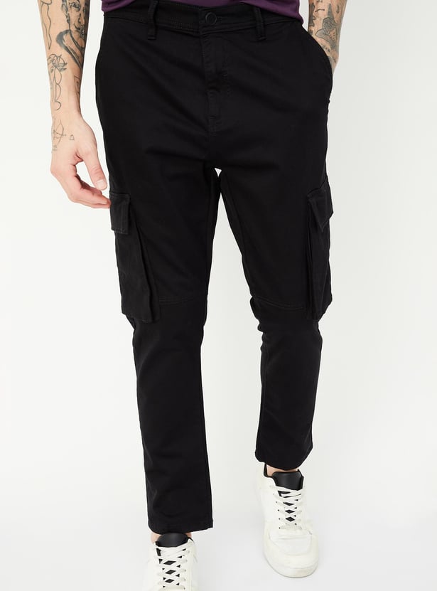 Men Carrot Fit Cargo Trousers