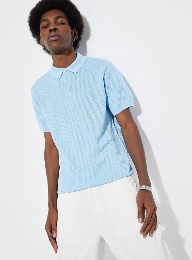 Buy URB_N Men Slim Fit Flat Knit Polo T-shirt Online at just Rs