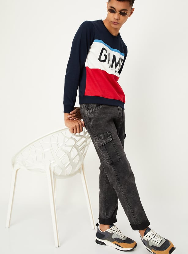 Boys Washed Slim Fit Cargo Jeans