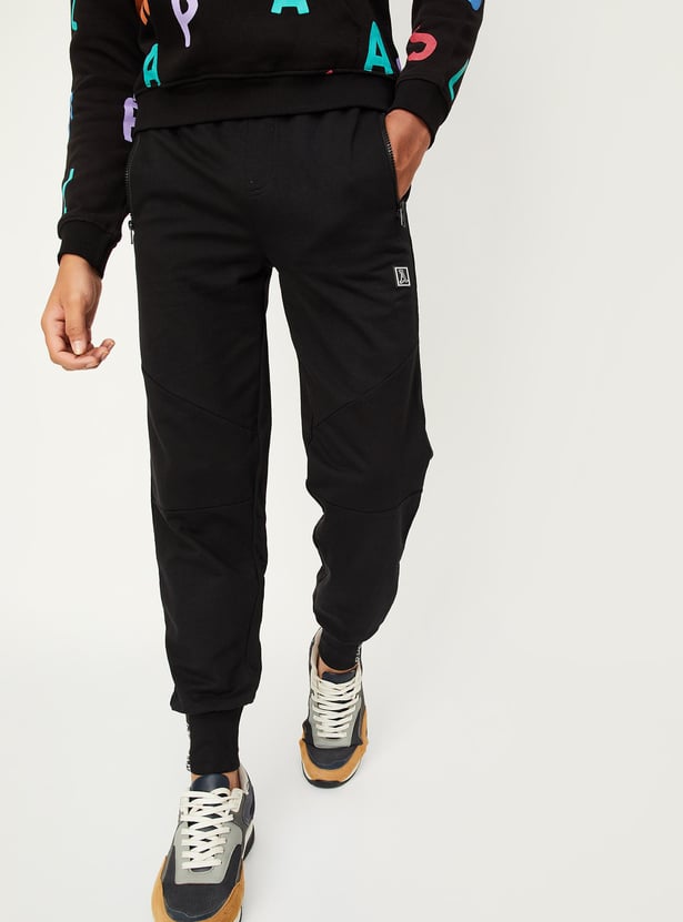 Boys Solid Joggers with Zip Pockets