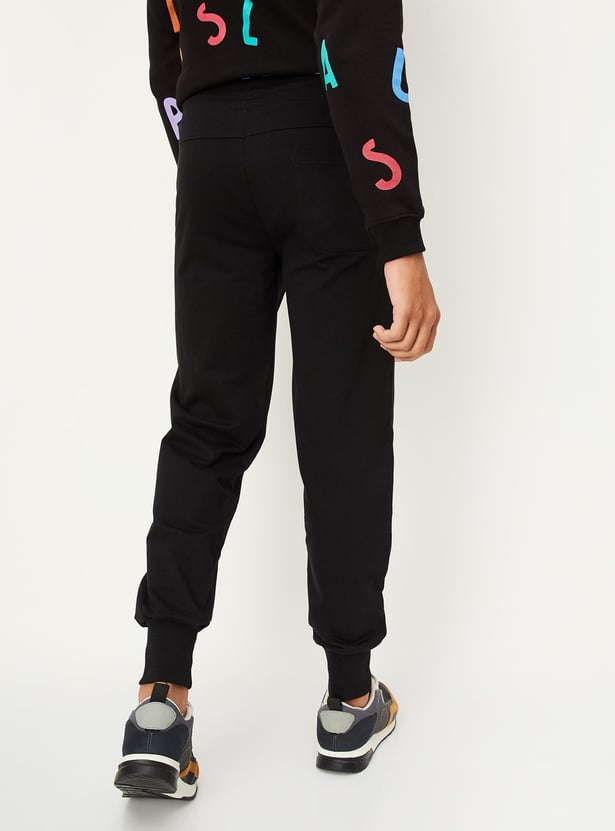 Boys Solid Joggers with Zip Pockets