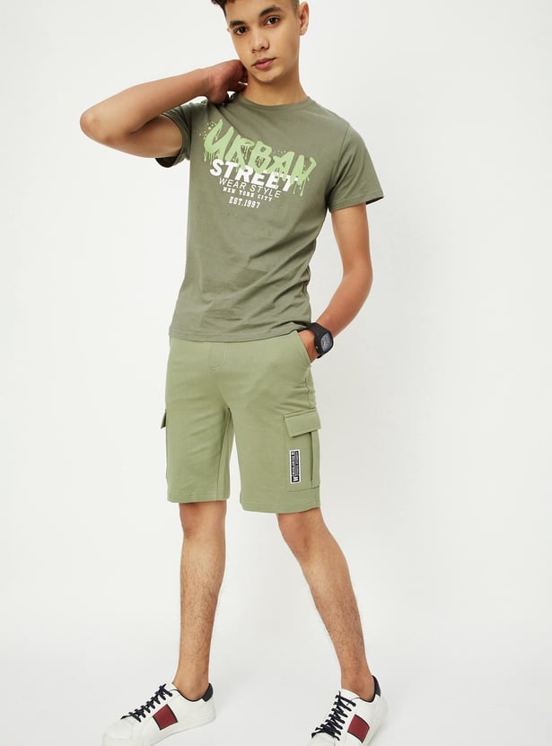 Boys Solid Cargo Shorts