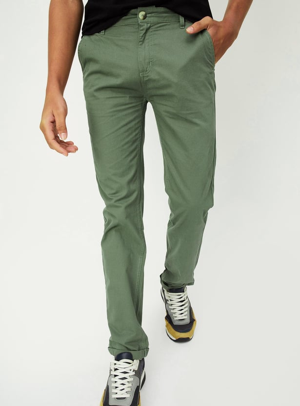 Boys Solid Full-Length Trousers