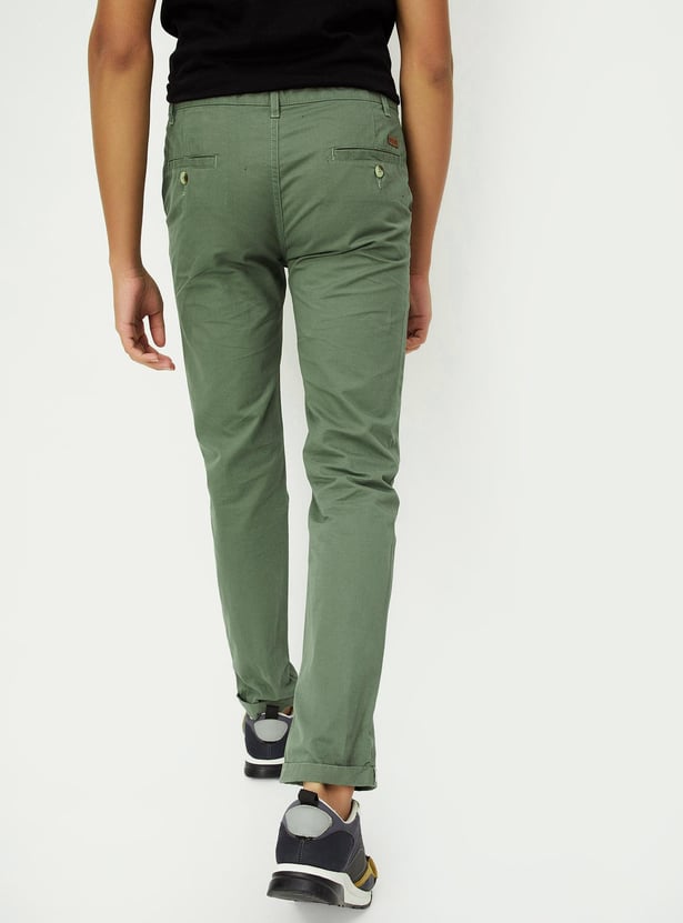 Boys Solid Full-Length Trousers