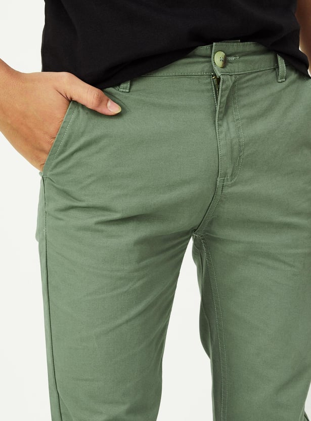 Boys Solid Full-Length Trousers