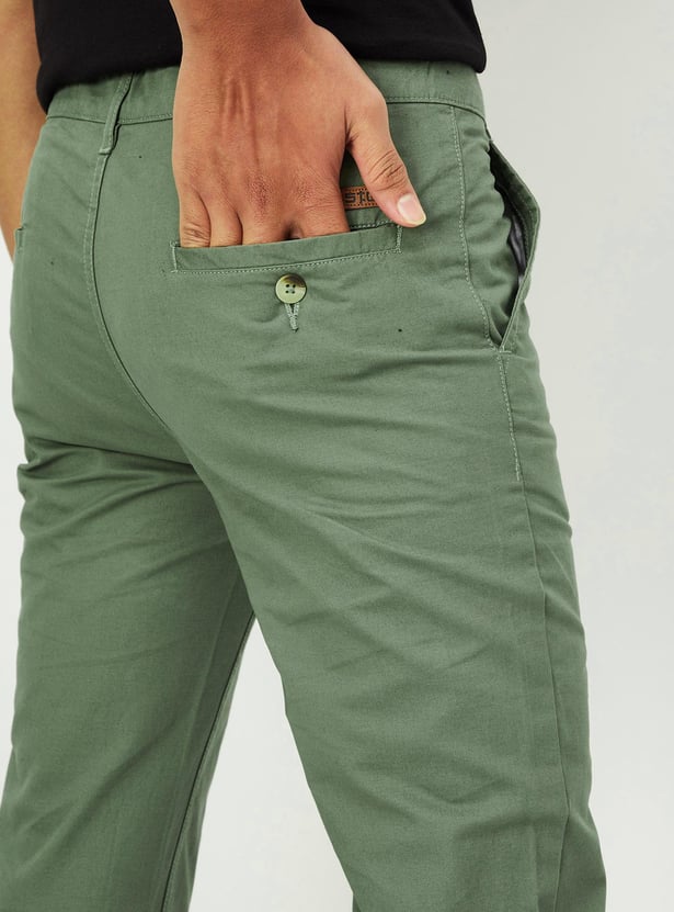 Boys Solid Full-Length Trousers