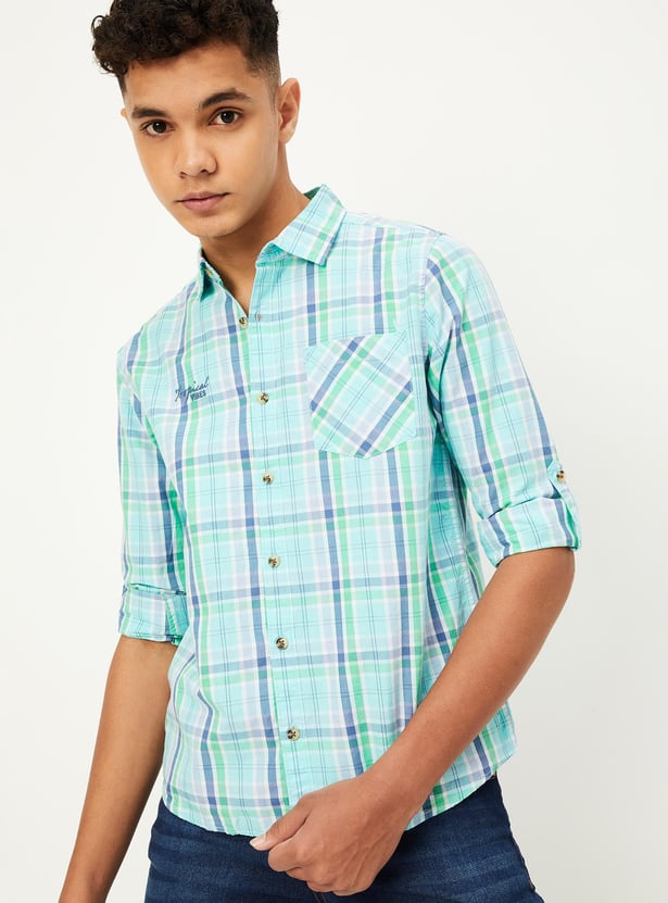 Boys Plaid Checked Shirt with Pocket