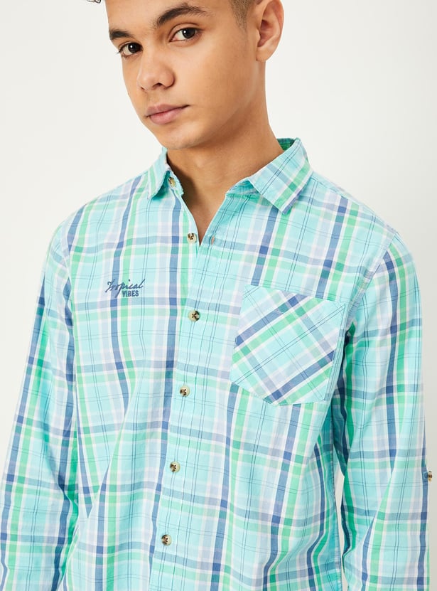 Boys Plaid Checked Shirt with Pocket