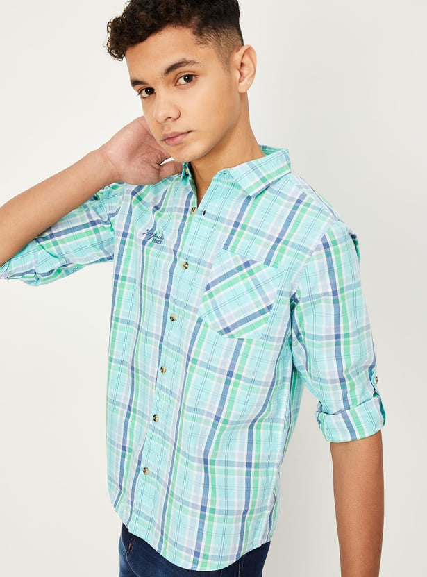 Boys Plaid Checked Shirt with Pocket