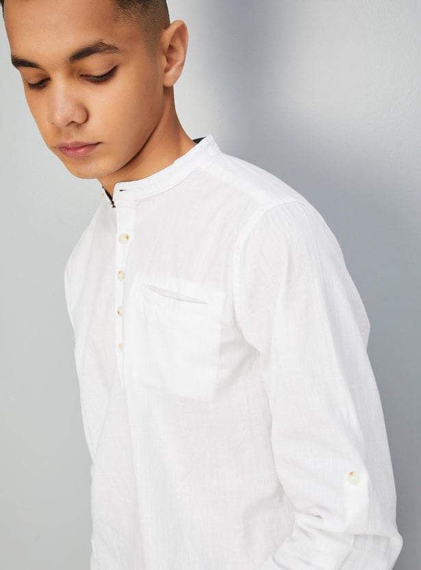 Boys Solid Insert Pocket Shirt