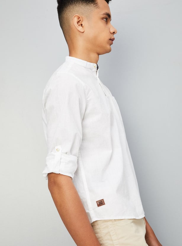 Boys Solid Insert Pocket Shirt