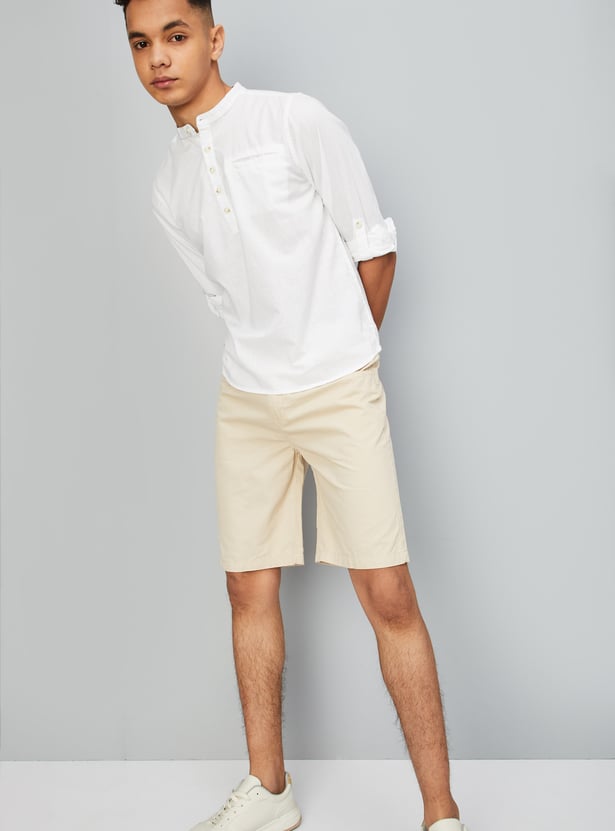 Boys Solid Insert Pocket Shirt