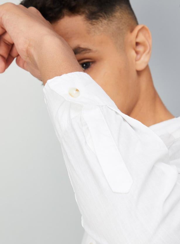 Boys Solid Insert Pocket Shirt