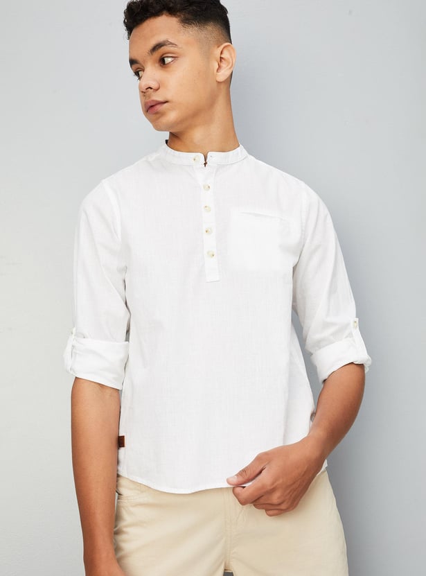 Boys Solid Insert Pocket Shirt