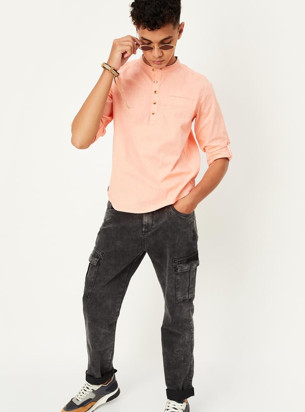 Boys Solid Insert Pocket Shirt