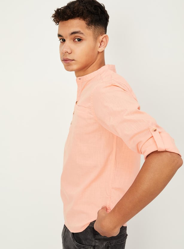 Boys Solid Insert Pocket Shirt