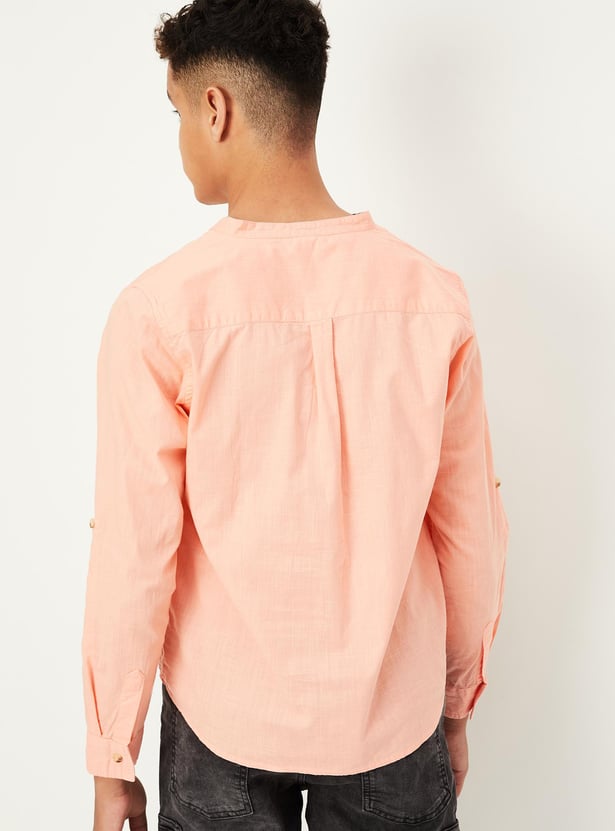 Boys Solid Insert Pocket Shirt